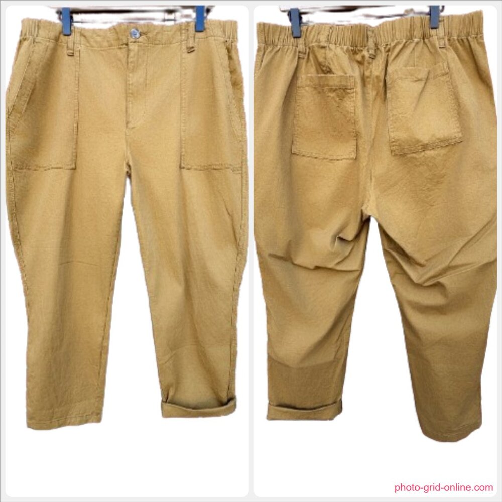 Old Navy Cropped Ankle Pant Womens XL Mustard Brown Twill Utility